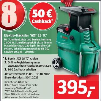 Bauhaus Bosch elektro-häcksler 'axt 25 tc' Angebot