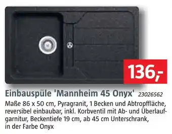 Bauhaus Einbauspüle 'mannheim 45 onyx' Angebot