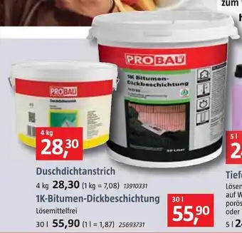 Bauhaus Probau duschdichtanstrich oder 1k-bitumen-dickbeschichtung Angebot