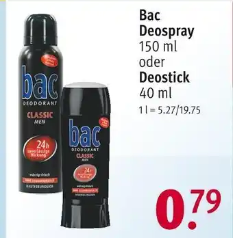 Rossmann Bac deospray oder deostick Angebot