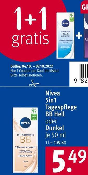 Rossmann Nivea 5in1 tagespflege bb hell oder dunkel Angebot