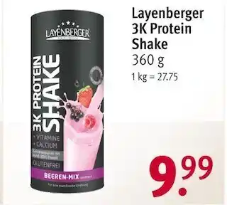 Rossmann Layenberger 3k protein shake Angebot