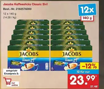 Netto Marken-Discount Jacobs kaffeesticks classic 2in1 Angebot