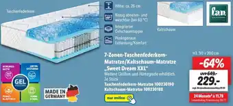 Lidl 7 Zonen Taschenfederkern Matratze/Kaltschaum Matratze ,,Sweet Dream XXL" Angebot