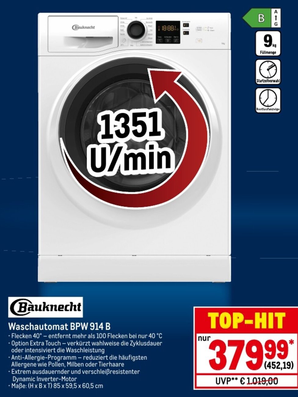 Bauknecht Waschautomat BPW 914 B Angebot bei METRO Bauknecht Waschautomat BPW 914 B Angebot bei METRO