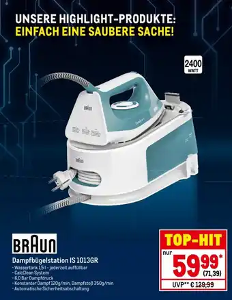 METRO Braun Dampfbugelstation | IS 1013GR Angebot