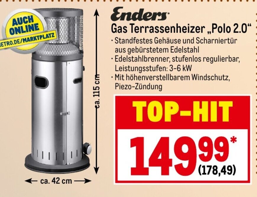 Enders Gas Terrassenheizer Polo 2.0 Angebot bei METRO