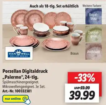 Lidl Van Well Porzellan Digitaldruck ,,Palermo" 24 tlg. Angebot