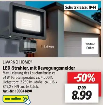 Lidl Livarno Home LED Strahler, mit Bewegungsmelder Angebot