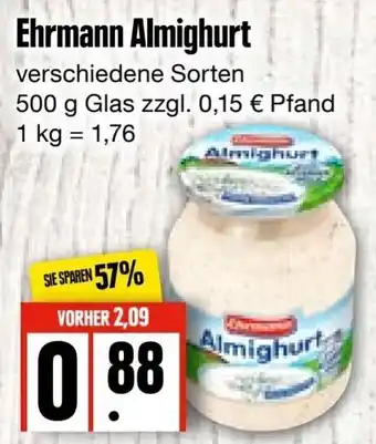 Edeka Frischemarkt Ehrmann Almighurt 500 g Glas Angebot