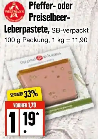 Edeka Frischemarkt Pfeffer oder Preiselbeer Leberpastete 100 g Packung Angebot