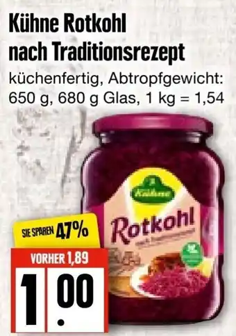 Edeka Frischemarkt Kühne Rotkohl nach Traditionsrezept 680 g Glas Angebot