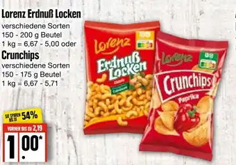 Edeka Frischemarkt Lorenz Erdnuß Locken 150-200 g Beutel oder Crunchips 150-175 g Beutel Angebot