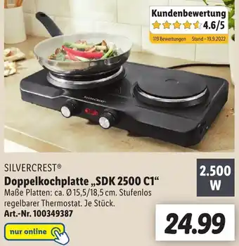 Lidl Silvercrest Doppelkochplatte ,,SDK 2500 C1" Angebot