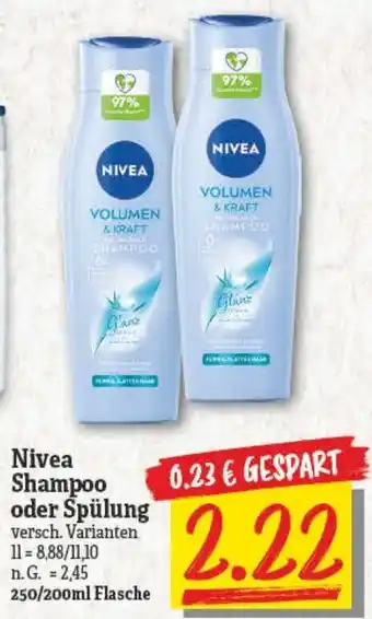 NP Discount Nivea Shampoo oder Spülung 250/200 ml Flasche Angebot