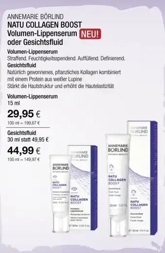 Vitalia Annemarie Börlind Natu Collagen Boost Volumen-Lippenserum oder Gesichtsfluid 15ml Angebot