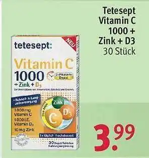 Rossmann Tetesept vitamin c 1000 + zink + de3 Angebot