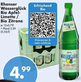 Trink und Spare Rhenser Wasserglück Bio Apfel Limette/Bio Zitrone 12x0,75 L Angebot