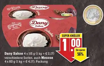 Edeka Neukauf Dany Sahne 4x115g auch Mousse 4x60 g Packung Angebot