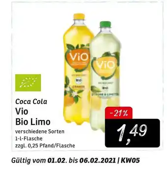 KONSUM Coca Cola Vio Bio Limo Angebot