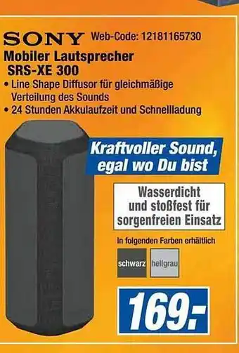 Expert Sony mobiler lautsprecher srs-xe 300 Angebot