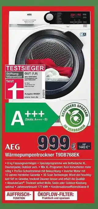 Electroplus Aeg wärmepumpentrockner t9db768ek Angebot