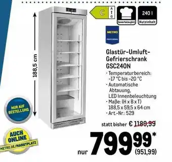 METRO Glastür-umluft-kühlschrank gsc240n Angebot