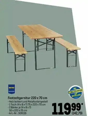 METRO Festzeltgarnitur 220 x 70 cm Angebot