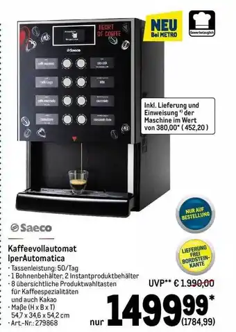 METRO Saeco kaffeevollautomat iperautomatica Angebot