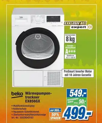 Expert Technomarkt Beko wärmepumpentrockner ex856gx Angebot