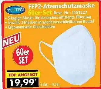 Norma24 Multitec ffp2-atemschutzmaske 60er-set Angebot