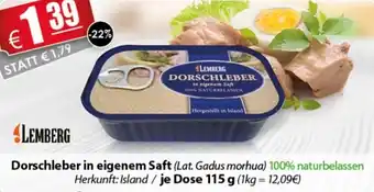 LEDO Lemberg Dorschleber in eigenem Saft 115 g Dose Angebot