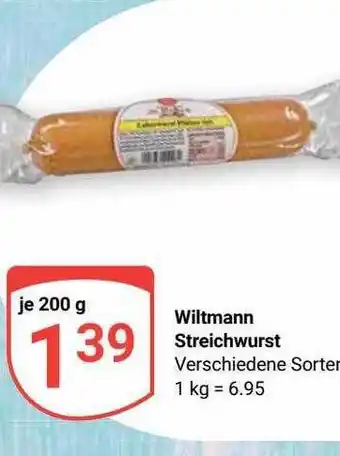 Globus Wiltmann streichwurst Angebot