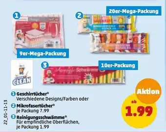 PENNY Geschirrtücher, mikrofasertücher oder reinigungsschwämme Angebot