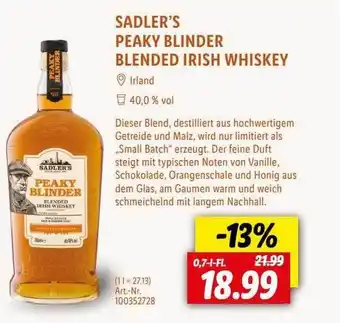 Lidl Sadler's peaky blinder blended irish whiskey Angebot