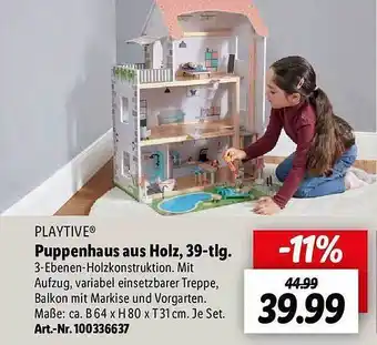 Lidl Playtive puppenhaus aus holz 39-tlg Angebot