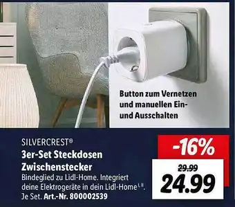 Lidl Silvercrest 3er-set steckdosen zwischenstecker Angebot