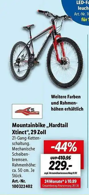 Lidl Mountainbike hardtail xtinct Angebot