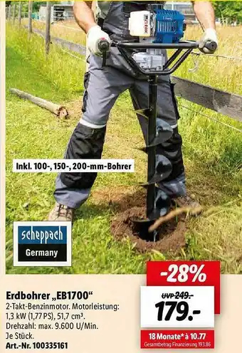 Lidl Erdbohrer eb1700 scheppach Angebot