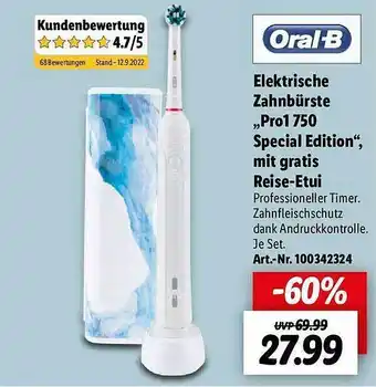 Lidl Oral-b elektrische zahnbürste pro1 750 special edition Angebot