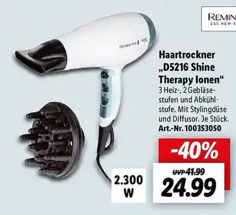 Lidl Remington haartrockner d5216 shine therapy ionen Angebot