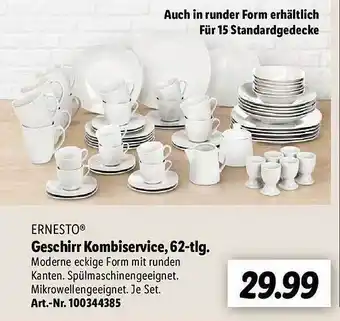 Lidl Ernesto geschirr kombiservice 62tlg Angebot