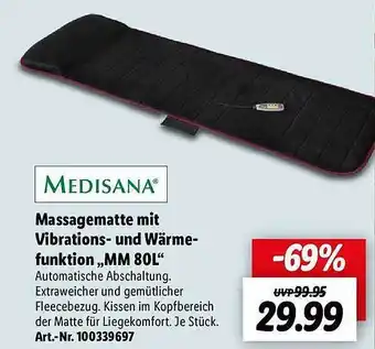 Lidl Medisana massagematte mit vibrations- und wärmefunktion mm80l Angebot