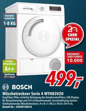 dodenhof Bosch Wäschetrockner Serie 4 WTH83V20 Angebot