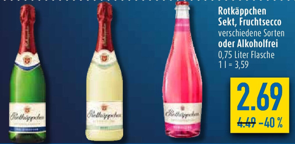 Rotkäppchen Sekt, Fruchtsecco oder Alkoholfrei 0,75 Liter Flasche ...