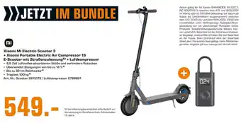 Saturn Xiaomi Mi Electric Scooter 3 + Xiaomi Portable Electric Air Compressor 1S E-Scooter mit Straßenzulassung + Luftkompressor Angebot