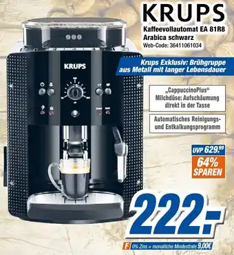 Expert Klein Krups Kaffeevollautomat EA 81R8 Arabica schwarz Angebot