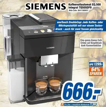 Expert Klein Siemens Kaffeevollautomat EQ.500 integral TQ505DF9 Angebot