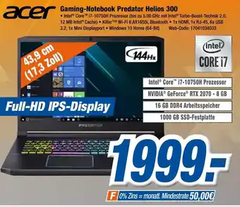 Expert Klein Acer Gaming Notebook Predator Helios 300 Angebot