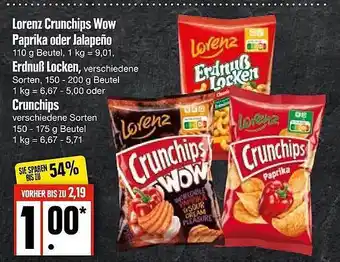 Edeka Lorenz crunchips wow praprika oder jalapeño, erdnuß oder crunchips Angebot